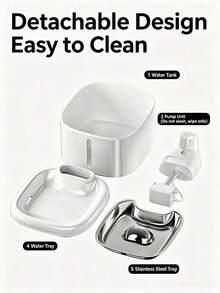 Air Mancur Minum Otomatis untuk Hewan Peliharaan, Kapasitas 113,25oz/3,5L, Wastafel Anti Siram dari Baja Tahan Karat, Siklus Otomatis, Mudah Dibersihkan, Pompa Air Senyap yang Dapat Diisi Ulang, Sistem Filtrasi Tiga Lapis, Desain Kapasitas Besar, Cocok untuk Kucing dan Hewan Peliharaan Kecil, Perlengkapan Kucing - 3,5 liter - View 9