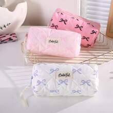 1pc Bowknot Pencil Case, Minimalist Portable Student Stationery Storage Bag, Multi-Functional Makeup Bag, Suitable For Daily School Use - Style 1 - View 2