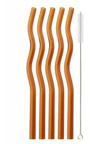 GASUDIN 1/2/5Pcs Wavy Glass Straws With Cleaning Brush, Reusable Colored Borosilicate Glass Straws, Dishwasher Compatible, Drinking Straws For Smoothies, Cocktail, Tea, Coffee, Lemonades, Kitchen Utensils & Holiday Gifts, Back To School - View 15