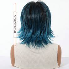 Ombre Silver To Dark Purple Medium Length Layered Synthetic Wig Middle Part, Natural Soft Heat Resistant Full Wig For Daily Cosplay Party Halloween - Ombre - View 10