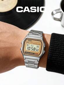 Casio Men's Retro Digital Alarm Chronograph Stainless Steel Bracelet LCD Display Nostalgic Tech Gear For Urban Public Transit And Daily Office Work - one-size - View 8