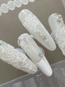 3Pcs 3D Silicone Lace Relief Patterns Nail Mold Lace Ribbon Templates For Nails Jewelry Crafts Rose Lace Transparent Nail Decor, Suitable For French Manicure, Short Nails, Artificial Nails, Perfect For Christmas New Year Gifts, Birthday Gifts For Friends, Dating And Wedding - Multicolor - View 4