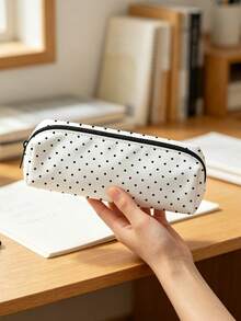 Campus Style Polka Dot Pencil Case/Stationery Storage Bag - Multi-Functional Large Capacity Design, Suitable For Storing Office Supplies, Creative Multi-Purpose Pen Holder Or Portable Travel Makeup Bag, Ideal For Students, Teachers, Back To School Season, Learning Supplies, Teacher's Day Gift, School Essentials, Back To School Must-Haves, Suitable For Office And Home Settings. (Pattern Printing Random, Please Refer To The Actual Product) - Multicolor - View 7