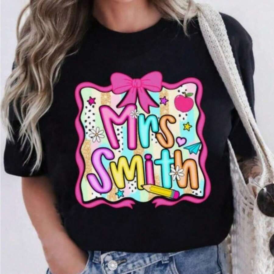 1pc Teacher Shirt, Kindergarten Teacher Shirt, Custom Teacher Team Shirts, Preppy Back To School Shirt, Teacher Appreciation Gift - Shape - View 1