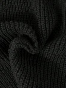 1pc Boys Teen Casual Minimalist Half-Open Front Sweater, Suitable For Commute And School, Autumn/Winter - Black - View 8