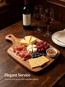 1pc Wood Pizza, Wooden Tray With Handle, Platter, Pizza Charcuterie Serving Platter, Home Essentials Practical Home Accessories, Multi‑Purpose Kitchen Decor Tray For Picnic Party, Essential Chopping Boards For Halloween And Christmas - View 5