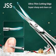 JSS. JSS Brand Professional Nail Salon Curved Head 6-Sided Open Dead Skin Eagle Claw Cuticle Nipper, Ultra-Thin Ultra-Sharp Russian Style Dead Skin Scissors - Silver - View 6