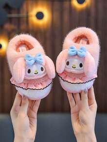 SANRIO 1雙女童冬季卡通可愛防滑室內毛絨拖鞋 - 粉色 - 查看 6