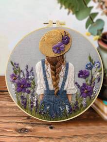 1PC 20*20cm/7.9*7.9in,Women's Theme: A Woman's Back Embroidery Kit, DIY Handmade Embroidery Set For Adult Beginners, Home Gift, Women's Sewing Gift, Including User Manual, Printed Pattern Fabric, Embroidery Frame, Needle And Thread. - Woman's Back - View 8