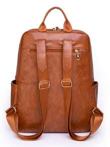 Fashionable Women's Large Capacity Laptop Backpack For Travel And Commute, Student Backpack, Street Style - Brown - View 5