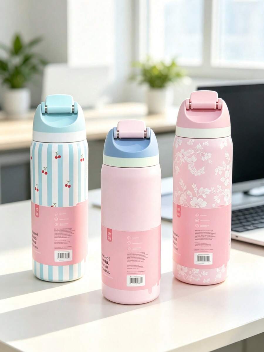 New OW-ALA Outdoor Straight Stainless Steel Cup Student Cup Fruit Cup Multi-Color Options Press-Type Design Simple Fashion Efficient - Multicolor 32oz - View 1