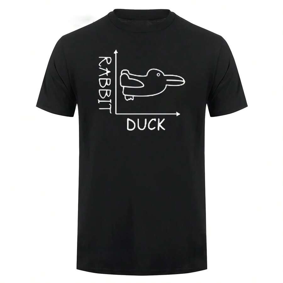Funny Math T-Shirt With Rabbit And Duck Design For Men, Y2K Cotton Clothing, Breathable, Unisex, Hip Hop Fashion, New 2026 - 款式 - 查看 1