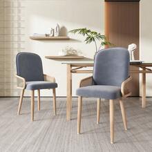 Dining Chair Set Velvet Grey - 6 Piece Set - 灰色 - 查看 4