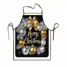 1pc Christmas Santa Claus, Christmas Bell, Christmas Snowflake, Christmas Reindeer, Christmas Tree, Christmas Snowman, Christmas Penguin, Christmas Cartoon Animal Pattern Chef Apron, Suitable For Home Decor And Kitchen Use. Made Of 100% Polyester Material, Designed As Sleeveless Style, Perfect For Home Kitchen, Outdoor BBQ Cooking. This Printed Apron Is Unisex, Machine Washable And Reusable, An Essential Kitchen Item - Multicolor - View 12