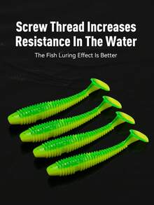 KINGDOM 20pcs T-Tail Soft Fishing Lure, 35mm/45mm/55mm/65mm PVC Soft Bait Sinking Swimbait, Flexible Tail Artificial Bait For Bass Trout Pike Perch Fishing Tackle Freshwater & Saltwater - Multicolor - View 4