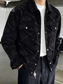 Men's Autumn Outdoor Sports Casual Corduroy Jacket, Minimalist Fashion Jacket - Black - View 3