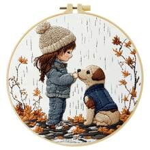 Humans And Animals Embroidery Kit For Adult Beginners. Includes Manual, Printed Fabric, Hoop, Needles, Threads & Stitch Guide. Great Home Gift For Women. Size: 15x15cm/5.9in Or 20x20cm/7.9in. - Humans Animals - View 19