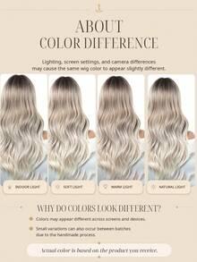 Wig Sintetis 24 Inci Ombre Akar Gelap Pirang Abu-abu, Poni Bergelombang Longgar Potongan Berlapis, Gaya Panjang Bervolume, Aksesori Fashion untuk Sehari-hari, Pesta, Halloween & Natal - Ombre - View 8