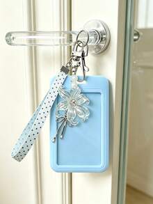 Cute Solid Color ID Card Holder, Crystal Iris Flower Pendant Polka Dot Wrist Strap Card Holder - Student Campus Card/Bus Card Protective Case/Meal Card Anti-Loss Protective Case/Access Card ID Holder, Unisex Portable ID Card Holder Keychain, Phone/Bag Charm, Back To School Essential, Exquisite Gift For Friends And Family, Birthday/Teacher's Day Gift, Travel Essential - Multicolor - View 5