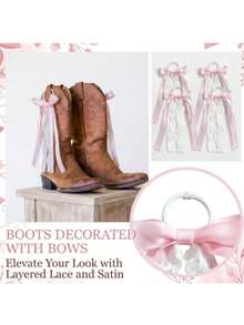 2 st/1 set rosa rosett för cowboyboots för kvinnor, avtagbar spetsrosett med klämma, DIY-festdekoration, perfekt för att dekorera boots, presentinslagning, ryggsäcksdekoration och bröllopsdekoration - Flera stilar - Visa 6