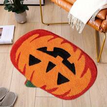 1pc Cartoon Funny Pumpkin Halloween Rug, Halloween Decoration, Fluffy Comfortable Carpet, Living Room Rug, Bedroom Rug, Closet Rug, Entryway Rug, Kitchen Rug, Bedside Rug, Durable Dust-Proof, Home Decor Rug, New Year Gift, Gift For Family And Friends, Bedside Rug - Multicolor - View 3