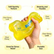 1pc Transparent Butter Squeeze Toy, TPR Non-Rebound Simulation Prank Toy, Realistic Semi-Transparent Yellow Oval With Print, Stress Relief Desk Toy, Christmas Gift Halloween Holiday Stocking Filler, Random Style, Soft Cute Blind Box - Multicolor - View 9