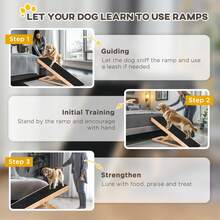 PawHut Pet Ramp For Bed And Couch, Foldable, 90 Cm, Black + Natural Wood | Pet Ramp, Wooden Ramp, 4 Adjustable Heights From 26 To 61 Cm, Non-Slip Pad, Dog Stairs, For Large Dogs Under 40 Kg - Black - View 9