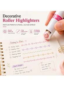 6pcs Floral Outline Curve Pens, Different Line Shapes Colorful Linear Pens, Cute Aesthetic Stationery, Suitable For Note-Taking, Marking, Journaling, Student School Office Desk Decoration, Perfect For Halloween And Christmas - View 5