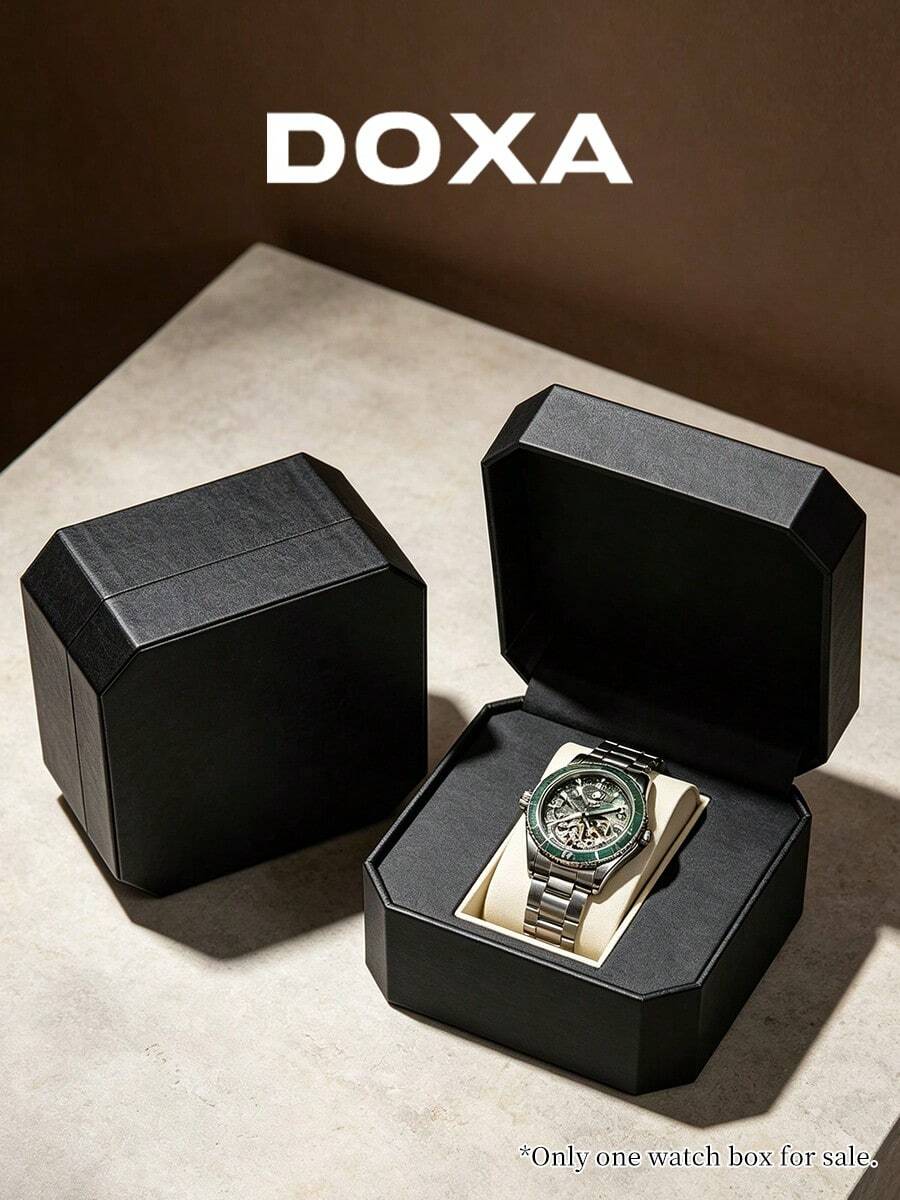 DOXA Black Octagonal Paper Watch Gift Box, Flip-Top Single Watch Packaging Storage Display Box - Black - View 1