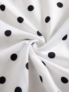 Setelan 2 Potong untuk Remaja Perempuan: Atasan Lengan Panjang Leher Bulat Motif Polkadot dan Celana Panjang Lurus Elastis dengan Garis Samping, Gaya Musim Semi/Gugur - Putih - View 10