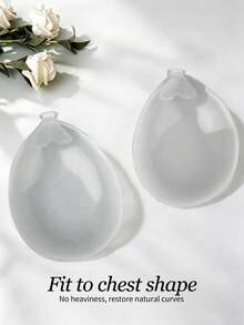 1pc Women's Invisible Seamless Silicone Bra, Lifting & Gathering, Minimalist, Nude Color, Nipple Covers For Wedding Dress Occasions - Clear - View 3