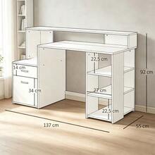 Multifunctional Desk With Drawers And Open Shelves, Compact Work And Study Table, Flexible Desk, Computer Desk (Desk Only) - 白色 - 查看 6