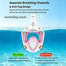 Adult Full Face Snorkel Mask - Dry Snorkel Mask, Anti-Fog Function, Leak-Proof Design, Panoramic View, Suitable For Adult Swimming, Snorkeling And Water Sports - Multicolor - View 3