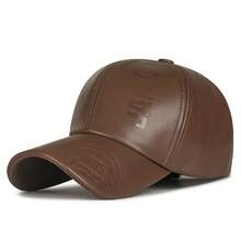 PU Leather Embossed Men's Baseball Cap, Thickened Warm Windproof Duck Bill Hat For Autumn/Winter - A - View 7