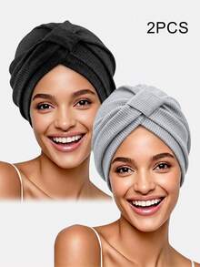 1pc Women's Thick Pleated Square Headscarf Hat, Headwrap, Arabic Hat, Suitable For Daily Use - Claret - View 34