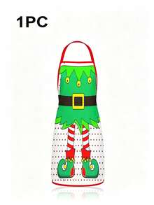 4Pcs Funny Elf Christmas Kitchen Aprons, Cartoon Elf Leg Print Adjustable Cooking Apron, Holiday Cosplay Party Aprons - Multicolor - View 15