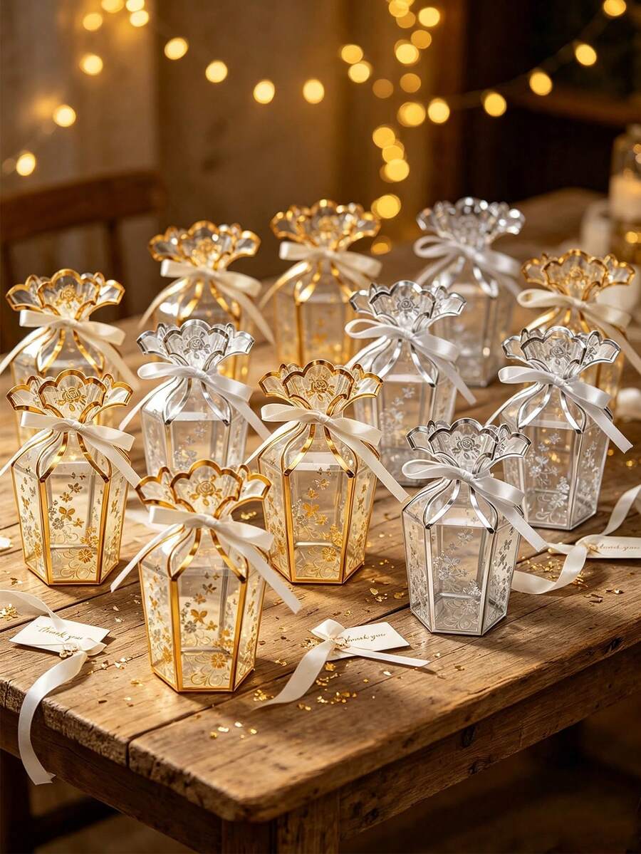 10pcs Vase-Shaped Transparent Gift Boxes, 5.5x2.7 Inches, Plastic ...