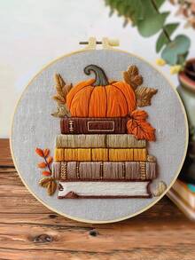 Still Life And Books Embroidery Kit For Adult Beginners. Includes Manual, Printed Fabric, Hoop, Needles, Threads & Stitch Guide. Great Home Gift For Women. Size: 15x15cm/5.9in Or 20x20cm/7.9in. - Books - View 8