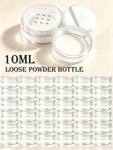 密封防漏散粉分裝盒 1/12入 10ML 高透明塑料極簡透明圓形寬口 附9格篩網旋蓋與植絨粉撲 便攜化妝品補充收納空瓶 適合旅行、DIY日常化妝品收納 - 彩色 - 查看 7