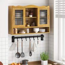 90CM Retro 2 Door Sliding Cabinet Three Layers Of Storage Space,Suitable For Bathrooms,Kitchens,Dining Rooms,Natural - 彩色 - 查看 2