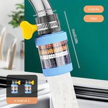 Filtro de grifo, purificador de agua universal anti-salpicaduras, adecuado para grifo de fregadero de cocina, aireador de grifo doméstico, desmontable y lavable, filtra impurezas en el agua, adecuado para Europa y América, viene con adaptador, nuevo producto de verano. - azul - Ver 11