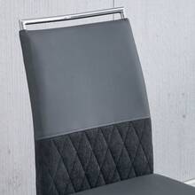 Modern Dining Chairs Set Of 6 Grey - PU Leather And Linen Backrest, High Back Reinforced - Perfect - 灰色 - 查看 5