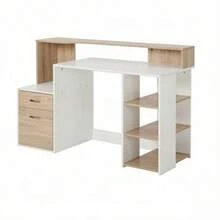 Multifunctional Desk With Drawers And Open Shelves, Compact Work And Study Table, Flexible Desk, Computer Desk (Desk Only) - 白色 - 查看 1