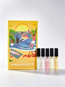 10pcs Mini Glass Fragrance Sample Bottles, Cartoon Beach Pattern Yellow Gift Box Fragrance Set, Portable Long-Lasting Scent Diffuser Bottles, Suitable For Summer Travel And Holiday Gifts - A - View 4