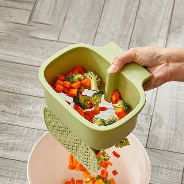 2pcs Hands-Free Squeeze Kitchen Sink Strainer Basket, One-Touch Press To Drain Food Residue, Hanging Faucet Sponge & Cloth Storage Rack, Multi-Functional Kitchen Accessory, Housewarming Holiday Party Gift