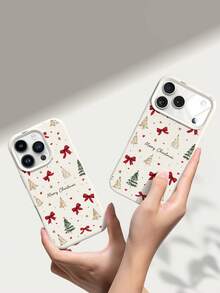1pc Creative Personalized Full Screen Christmas Tree Star Bow Heart Letter Slogan Pattern Phone Case, Liquid Silicone Large Hole Shockproof Soft Shell Protective Cover Compatible With Samsung A23/A24/A25/A32/33/S25, Apple 11/12/13/14/14 Plus/15/15 Plus/16/16 Plus/7/8 Plus/17/17 Pro And More Models - Multicolor - View 5