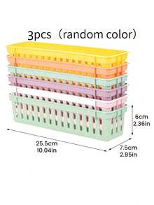 1/3/6pcs Classroom Pencil Storage Basket, Stackable, Durable Plastic Stationery Organizer Box, 25.5x7.5x6cm Colorful Pen Holder Storage Box, Multipurpose Desk Accessories For Teachers, Students, Home Learning, Office, Back To School - Multicolor - View 7