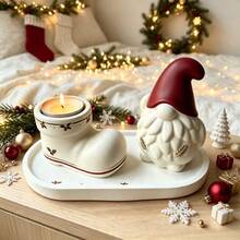 SILIKE LUFEI 3pcs Christmas Santa Claus & Shoe Candle Holder & Oval Tray Silicone Mold Set, Suitable For Making Resin, Plaster, Candle, Aromatherapy Products, Home Decor Display Silicone Mold - Silicone Mold - View 5