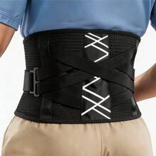 Unisex Waist Support Belt, Adjustable Straps, Soft Breathable Mesh Fabric - Black - View 2