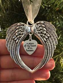 1pc Angel Wings Christmas Decoration, Bell-Shaped Memorial Ornament, Commemorating Lost Loved One, Stainless Steel Angel Wings Christmas Tree Decor Gift Box Home Hanging Ornament (Mom) Heart-Shaped Wings Design Hanging Decor, Zinc Alloy Home Decor Halloween Decoration Christmas Decoration Room Decor - Multiple Styles - View 11
